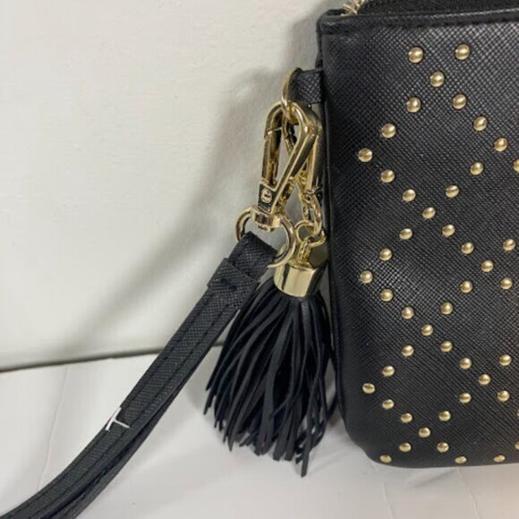 Victoria’s Secret Black with Gold Studded Wristlet Wallet with Tassel - Picture 7 of 7